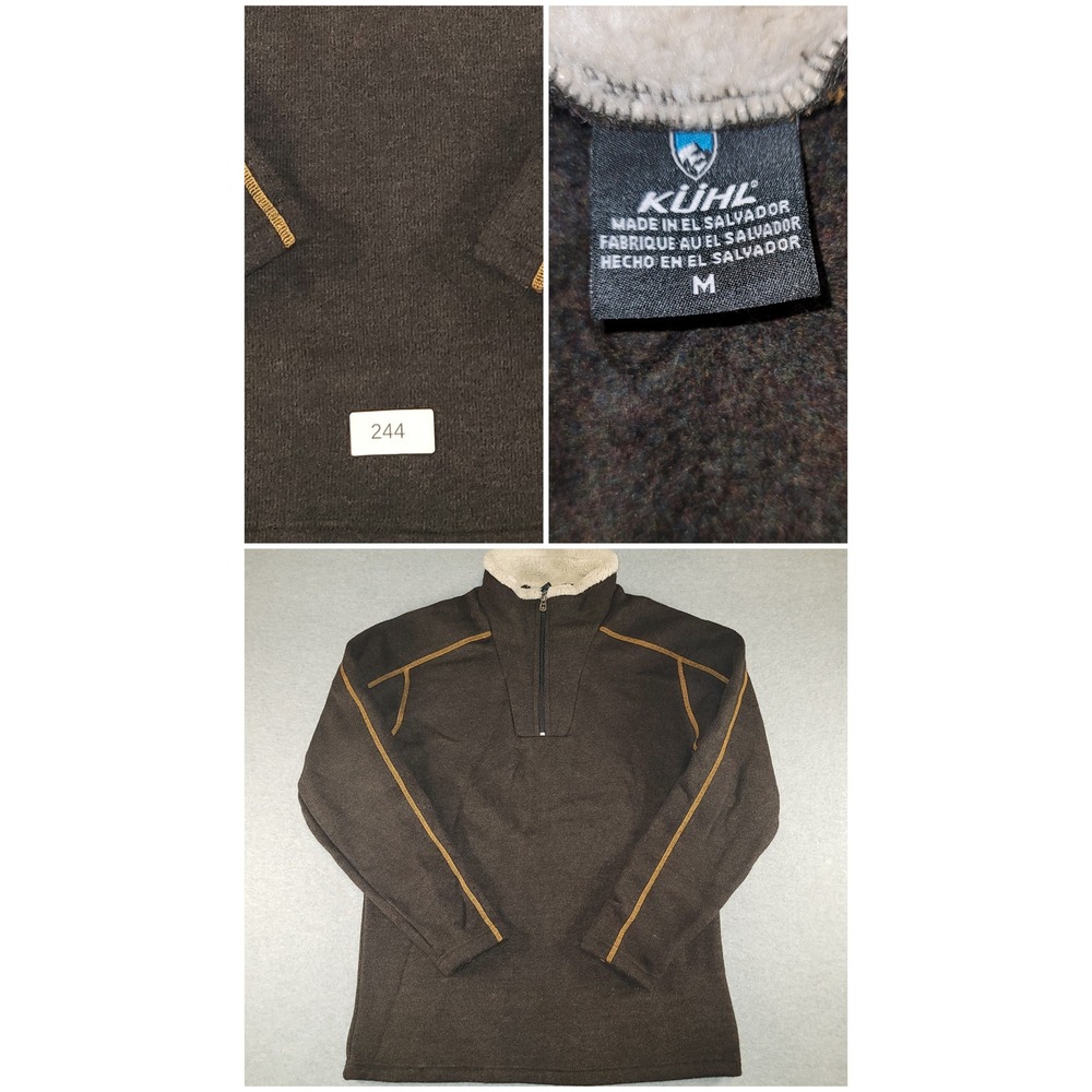Kuhl Interceptr 1/4 Zip Pullover Brown Sherpa Collar Fleece Sweater Mens Medium